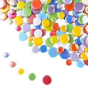 VIOCIWUO 1.1lb Random Round Iridescent Glass Mosaic Tiles – DIY Craft Supplies For Flowerpots, Vases, Garden Decor - View #12