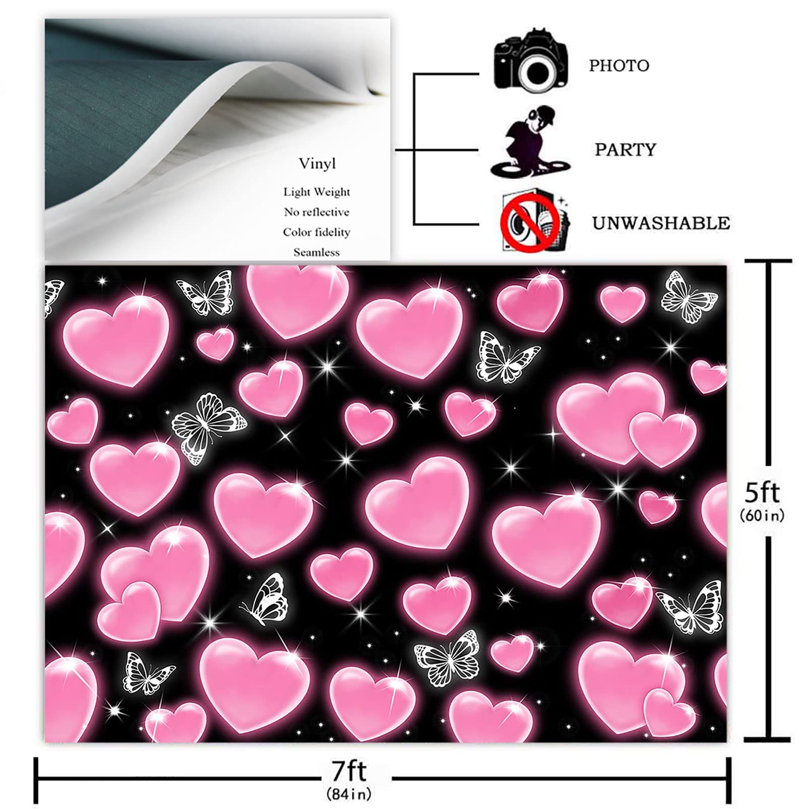Produktbild von Herzförmiger Fotohintergrund - 1,8x1,5m Y2K Style Für Partys
