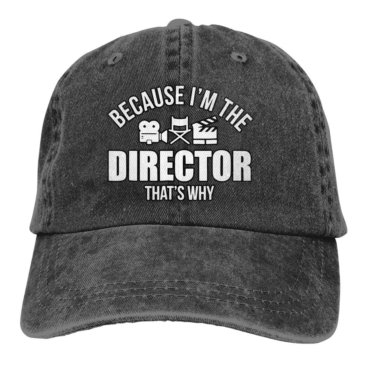 WJGJ Because I'm The Director Unisex Vintage Baseball Cap Cotton Adjustable Plain Cap Black