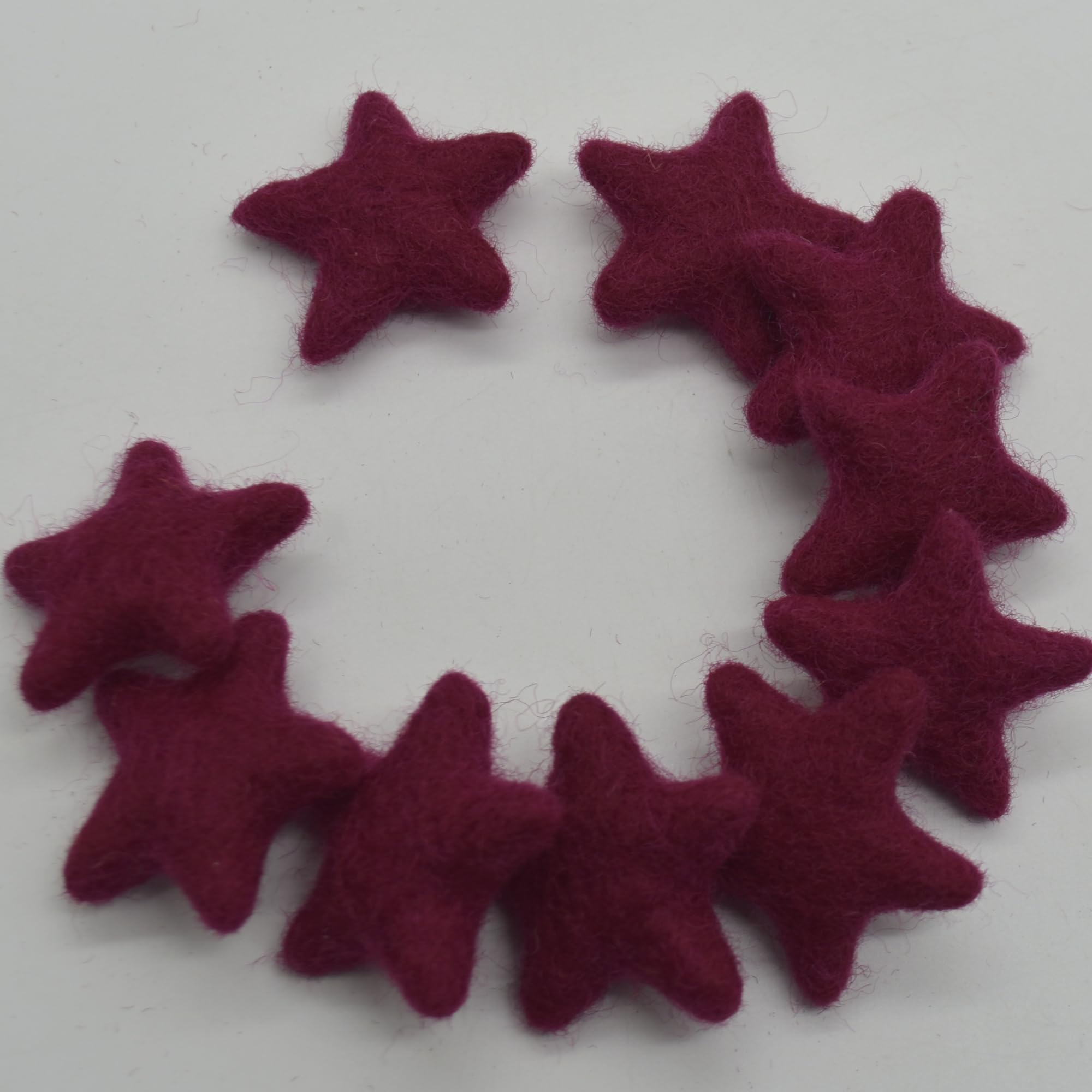 Oriental Direct Rosewood Red 100% Wool Felt Stars - 3Cm - 10 Felt Stars