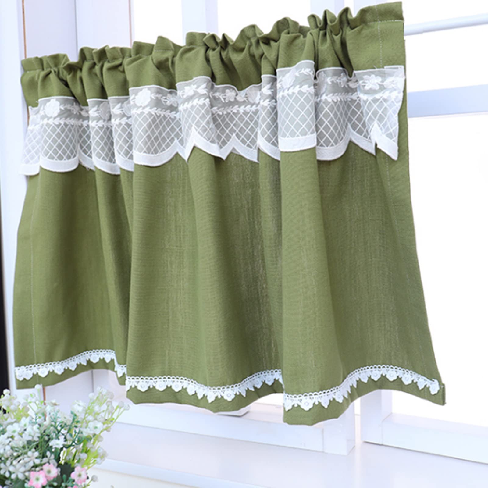 Tenda Mezza Finestra Nera Pickluc Tenda Per Caffè (mezza Finestra), Lunghezza 91 Cm, Con Tasca Tenda Oscurante Mezza Finestra