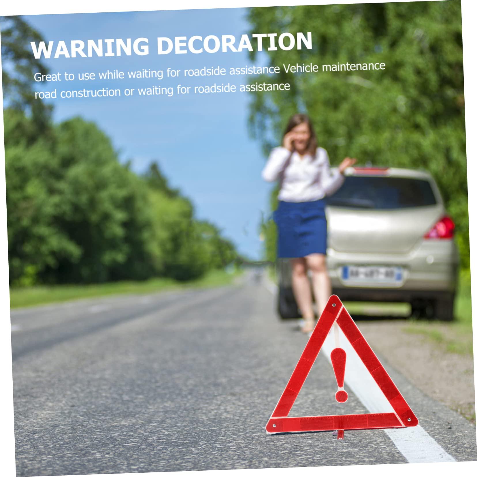 Beatifufu Car Warning Triangle Auto Warning Sign Sturdy Durable Safety Kit for Roadside Assistance