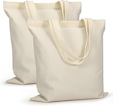 Cotton Tote Bags Reusable Grocery Plain Tote Bags Canvas Long Handle Shoulder Bag for Printing, DIY, Advertising