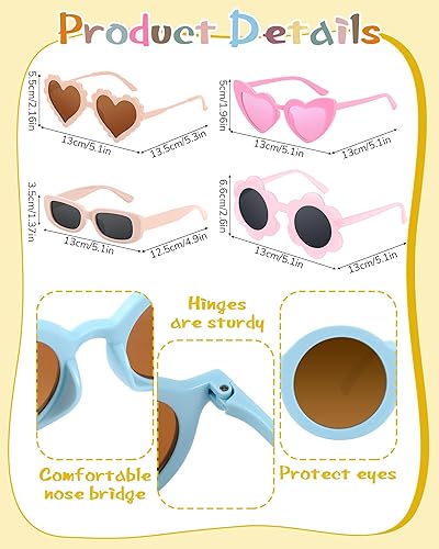 Miniatura 3 de Kanayu El kit de 326 lentes de sol para niños incluye 24 pares de lentes de sol redondos de flores para niños, a granel con 200 cuentas de letras, 2