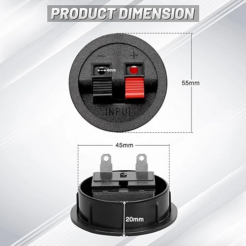 Miniatura 4 de Tongze Caja de altavoz de 4 piezas, taza de terminal, caja de subwoofer redonda de resorte, conector de poste de unión para bricolaje para el hogar