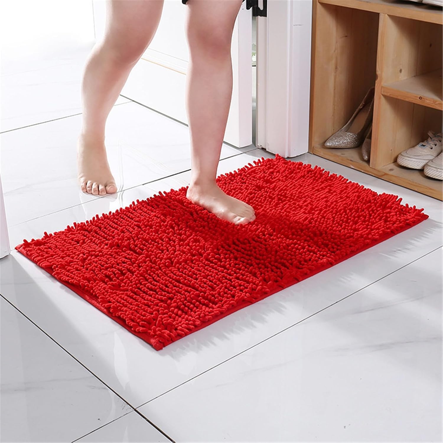 Haut de Gamme Chenille – Doux, Moelleux, Rapide(Rosso,40x120cm)
