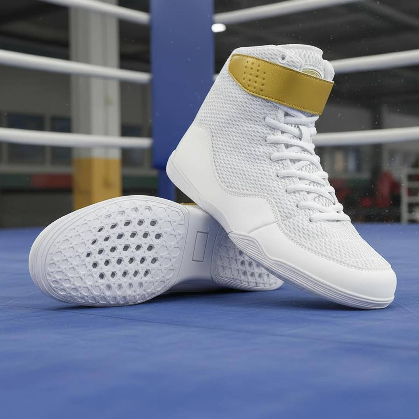 Scarpe da Wrestling a Stivaletto Ammortizzanti Stivaletti da Pugilato Traspiranti Scarpe Pugilato Alte Mat Training