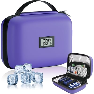 Insulin Cooler Travel Case with Temperature Display, TSA Approved Diabetic Cooling Bag for Insulin Pens and Supplies, Refrigerated Medicine Organizer with 2 Ice Packs