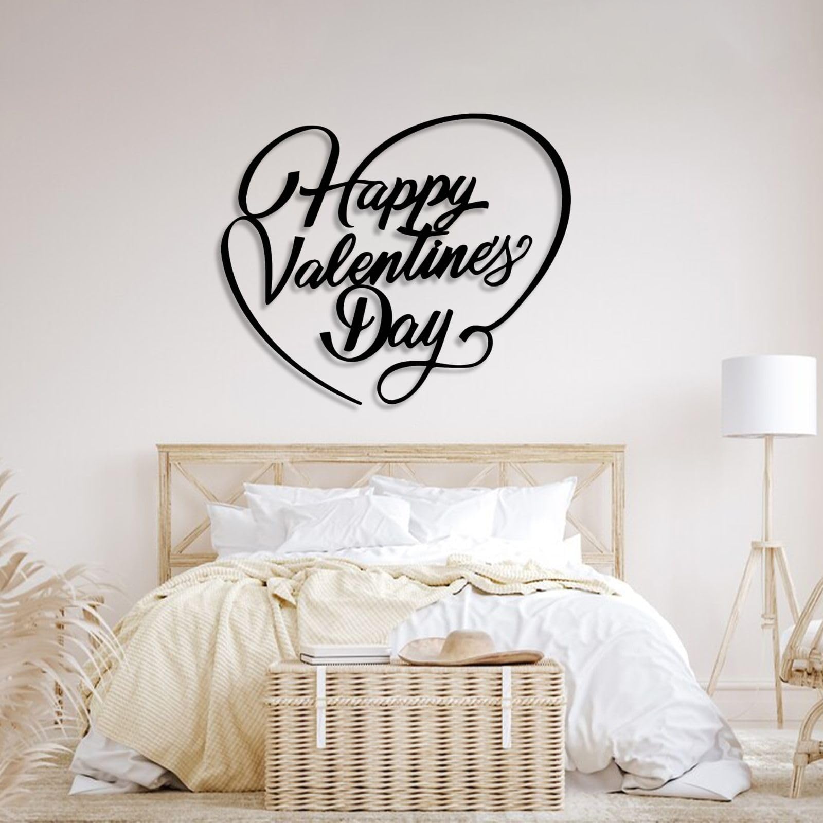 Decoración de Pared de Metal Arte de Pared Feliz Día de San Valentín Letras de San Valentín He He Pareja de San Valentín Regalos de San Valentín 24"X19" 60X49.5cm Negro