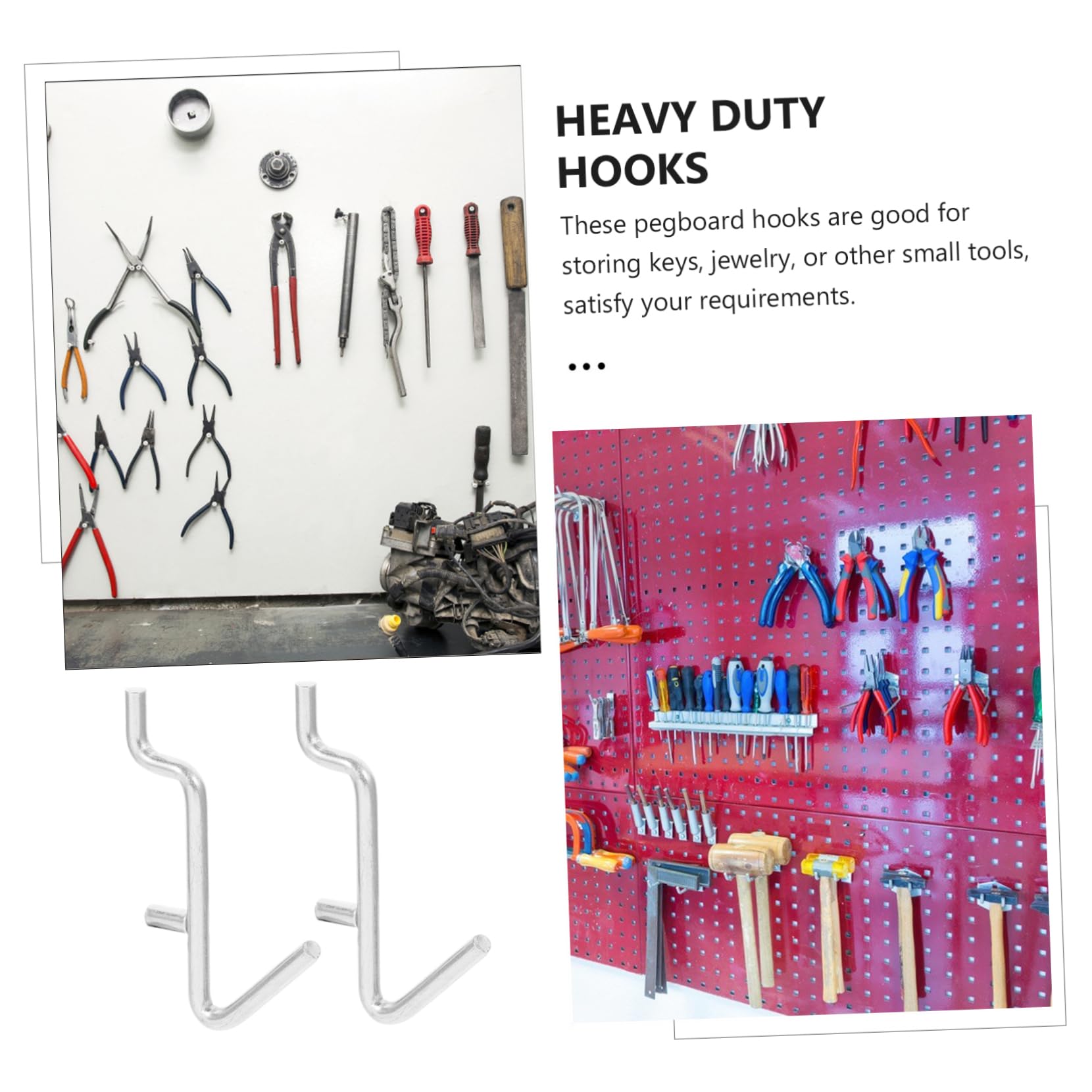 HEALLILY Pegboard Accessories Hook 20pcs Metal Hooks Strong and for Tools Jewelry Storage