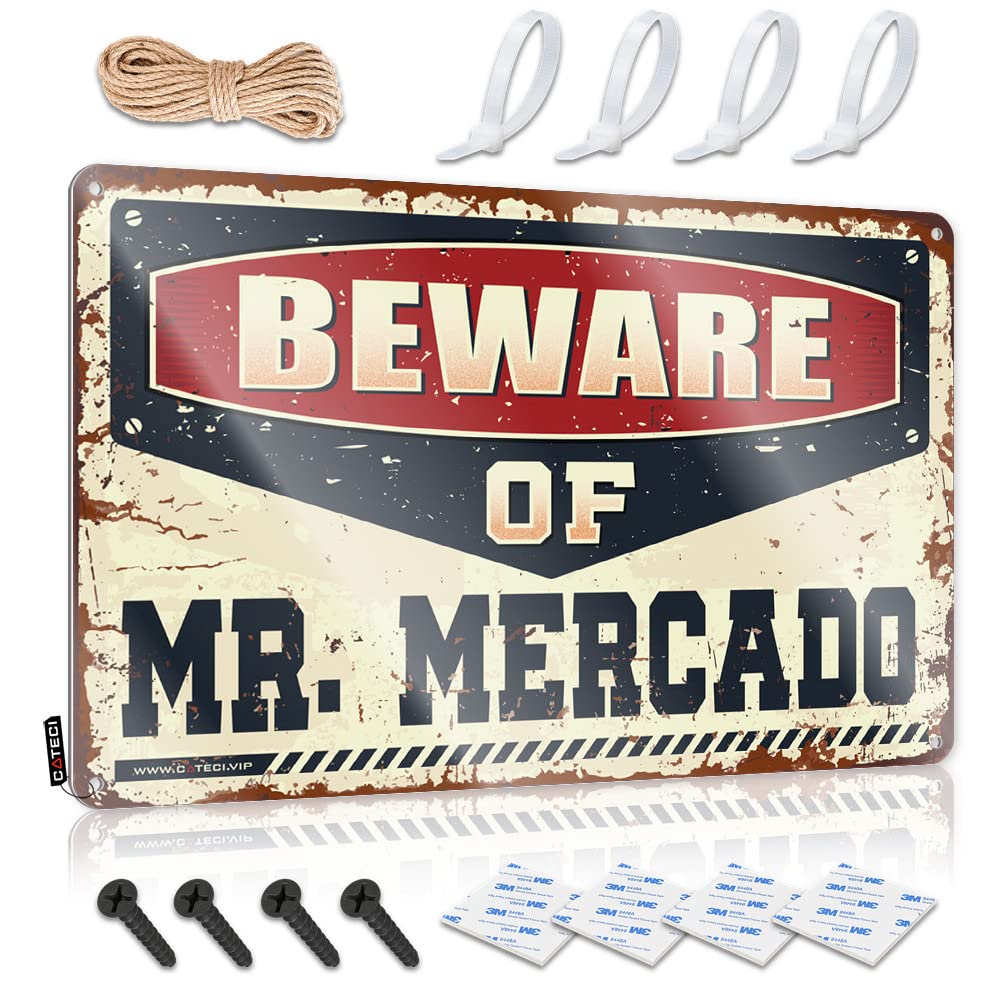 Tin Metal Bar Signs Beware Of Mr. Mercado Tin Sign Stuff For Boys Room Stuff For Boys Room(20X30CM)