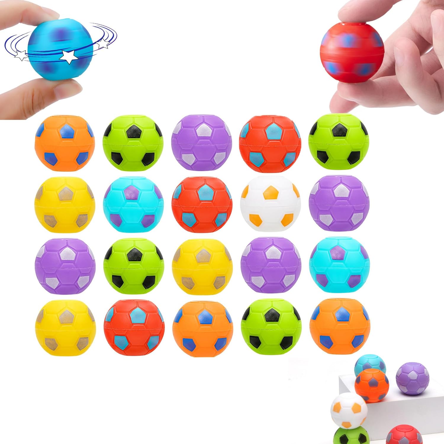 AMERTEER Soccer Party Favors for Kids 4-8 8-12 | 36 Pcs Mini Fidget Spinners Soccer Ball Toys, Goodie Bags Stuffers for Birthday, Treasure Box Toys for Classroom Return Gifts for Kids Birthday Party