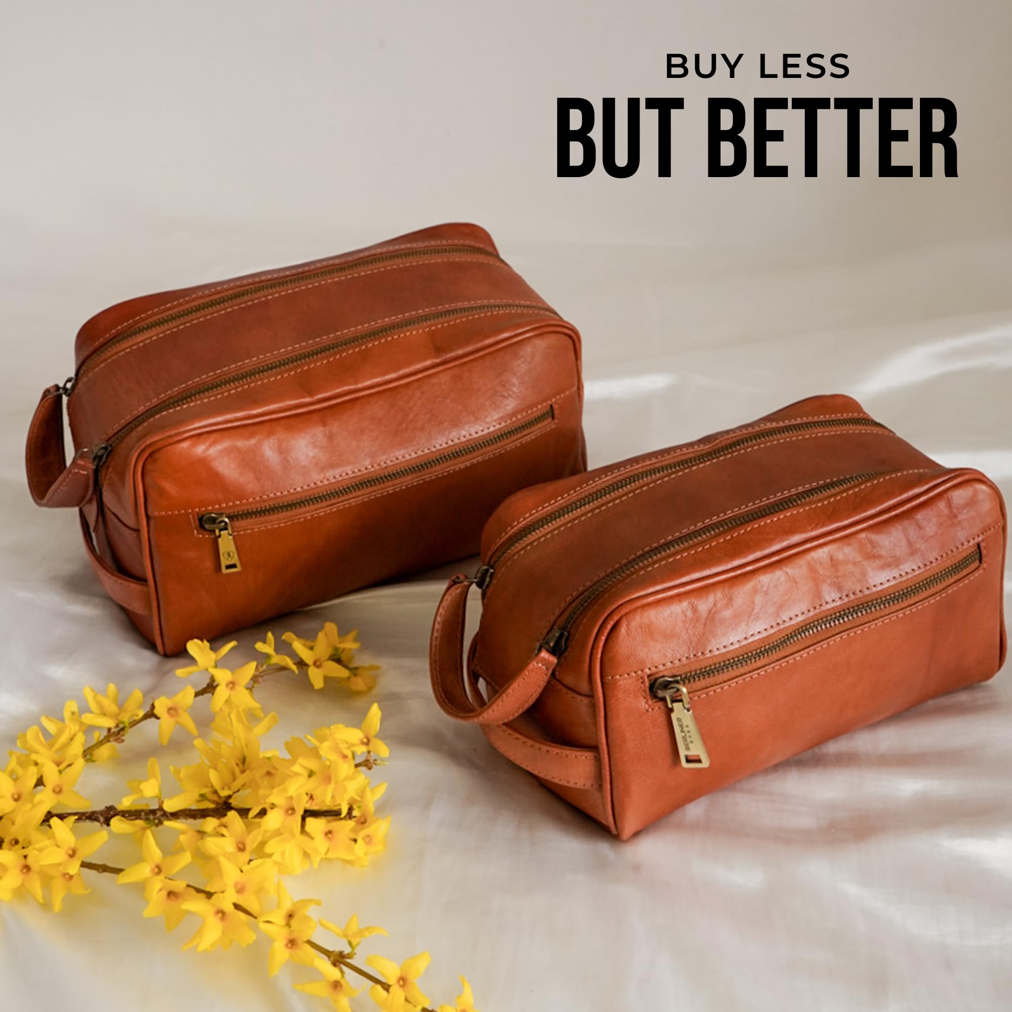 Berliner Bags Trousse da Viaggio Tim M in Vera Pelle, Beauty Case e Borsa da Toilette con Zip, Unisex – Marrone