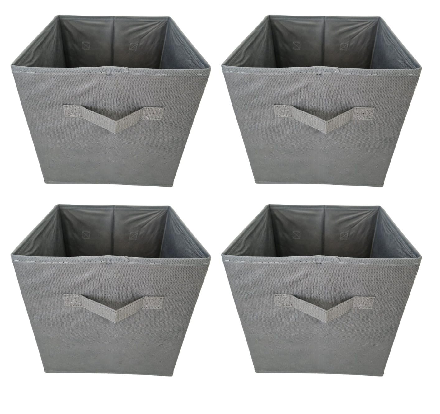Folding Storage Boxes, Grey, Pack of 4, Collapsible Fabric Storage Cubes - 27cm x 27cm