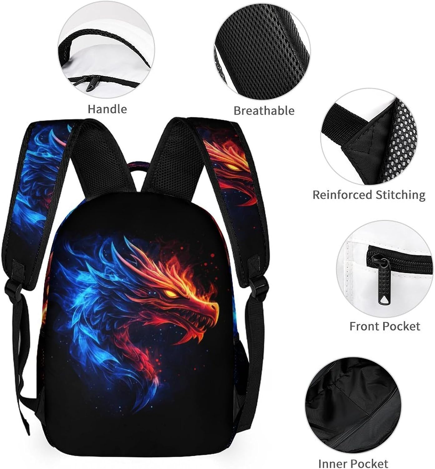 Dragon Novelty Backpack Set with Lunch Bag Pencil Cases image 3