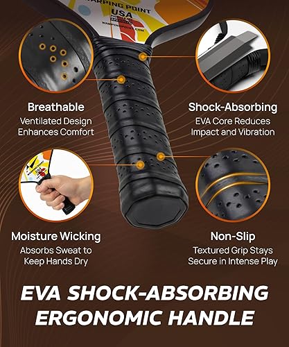 Miniatura 4 de Juego de 2 palas de pickleball de fibra de vidrio, duraderas y ligeras, aprobadas por USAPA, paquete de 2 raquetas de pickleball para mujeres