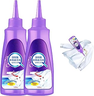 Active Enzyme Laundry Stain Remover - White Shirt Guardian, 120ml Active Enzyme Laundry Stain Remover, Garment Stubborn Stain Cleaner Oil Remover, Clothes Stain Remover (2PCS)