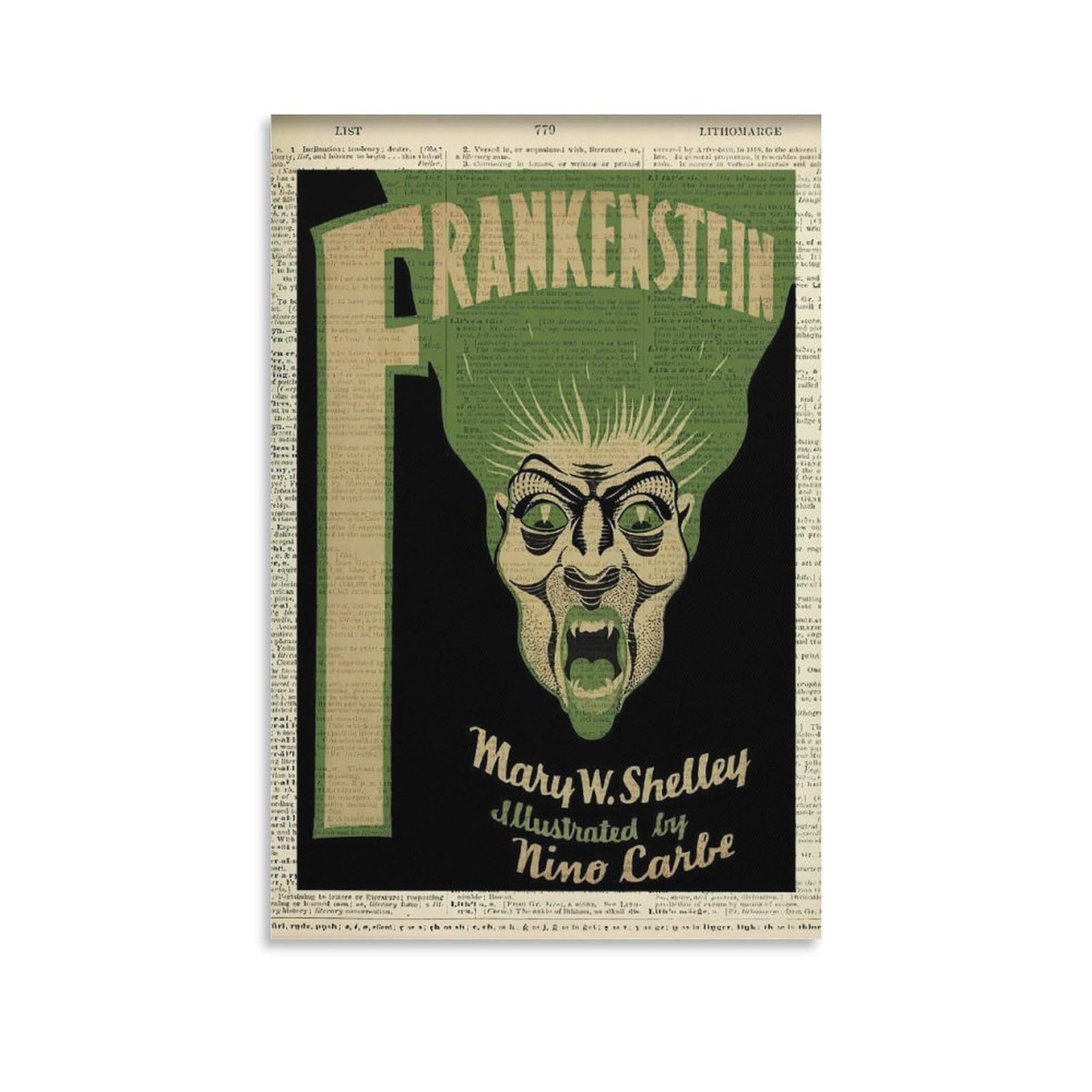 Book Cover Poster Literary Poster Canvas Wall Art Frankenstein by Mary Shelley Posters For Room Aest Canvas Painting Posters And Prints Wall Art Pictures for Living Room Bedroom Decor 16x24inch(40x60