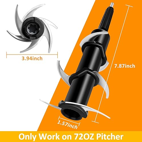 Miniatura 7 de Cuchilla de repuesto para licuadora Ninja, piezas de repuesto compatibles con Ninja de 72 onzas, 1100 W, 1200 W, 1500 W, NJ600 BL600C NJ602CO BL500