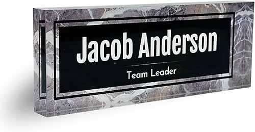 Miniatura 9 de Placa de Nombre de Escritorio de Acrílico Transparente Grueso Personalizada de 8x3" con Logo Personalizado - Decoración Profesional de Oficina