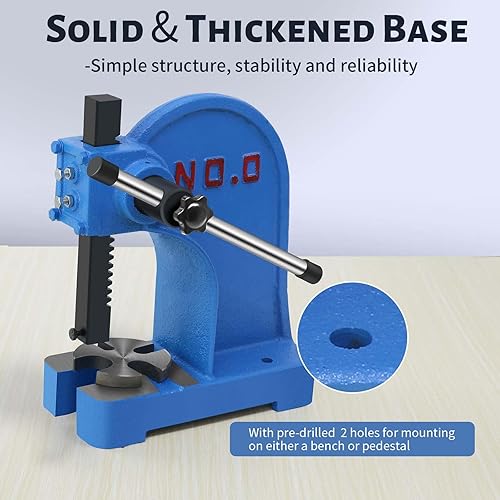 Vista 16 de Prensa manual de 1 tonelada, máquina de prensa de perforación de escritorio de hierro fundido resistente de 5.5 pulgadas de altura máxima