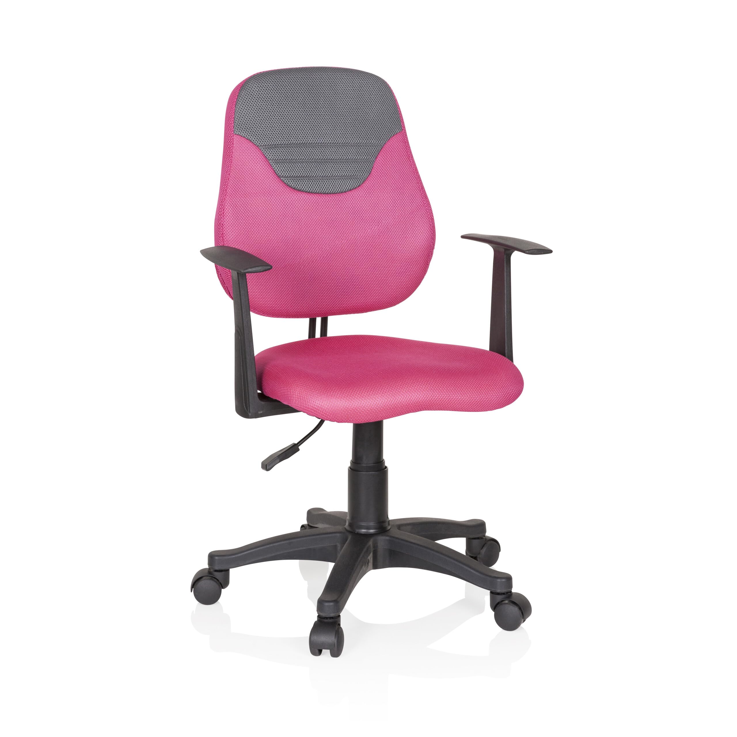 hjh OFFICE 670937 Silla para niños KIDDY Style Tela Rosa/Gris, con reposabrazos Silla giratoria Infantil Silla de Escritorio