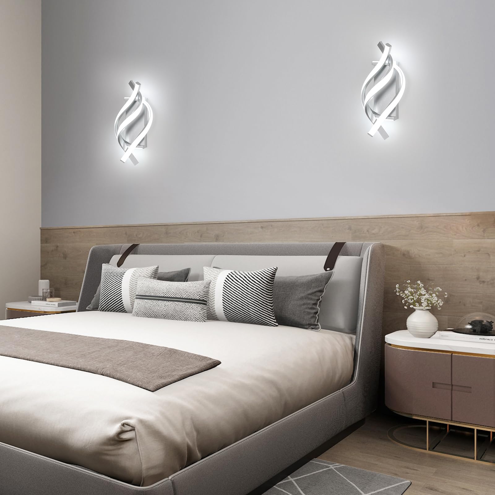 Comely Lámpara de Pared Interior LED, 22W Apliques Aluminio Moderno 2500LM para Dormitorio Salon Pasillo Escalera, Luz Blanca Fría 6500K