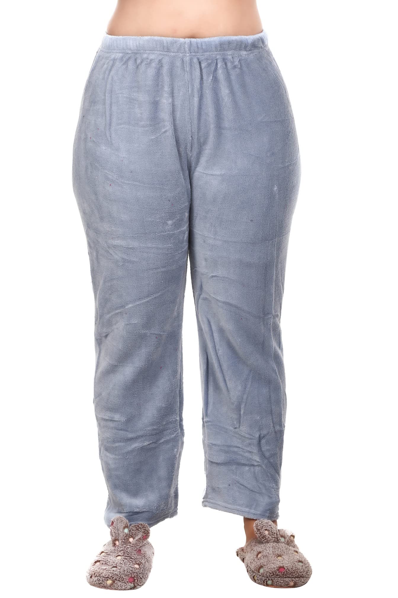 (Pack of 1 Women Ladies Girls Winter Woolen Fleece Light Blue Pyjamas Night Pant-image-36