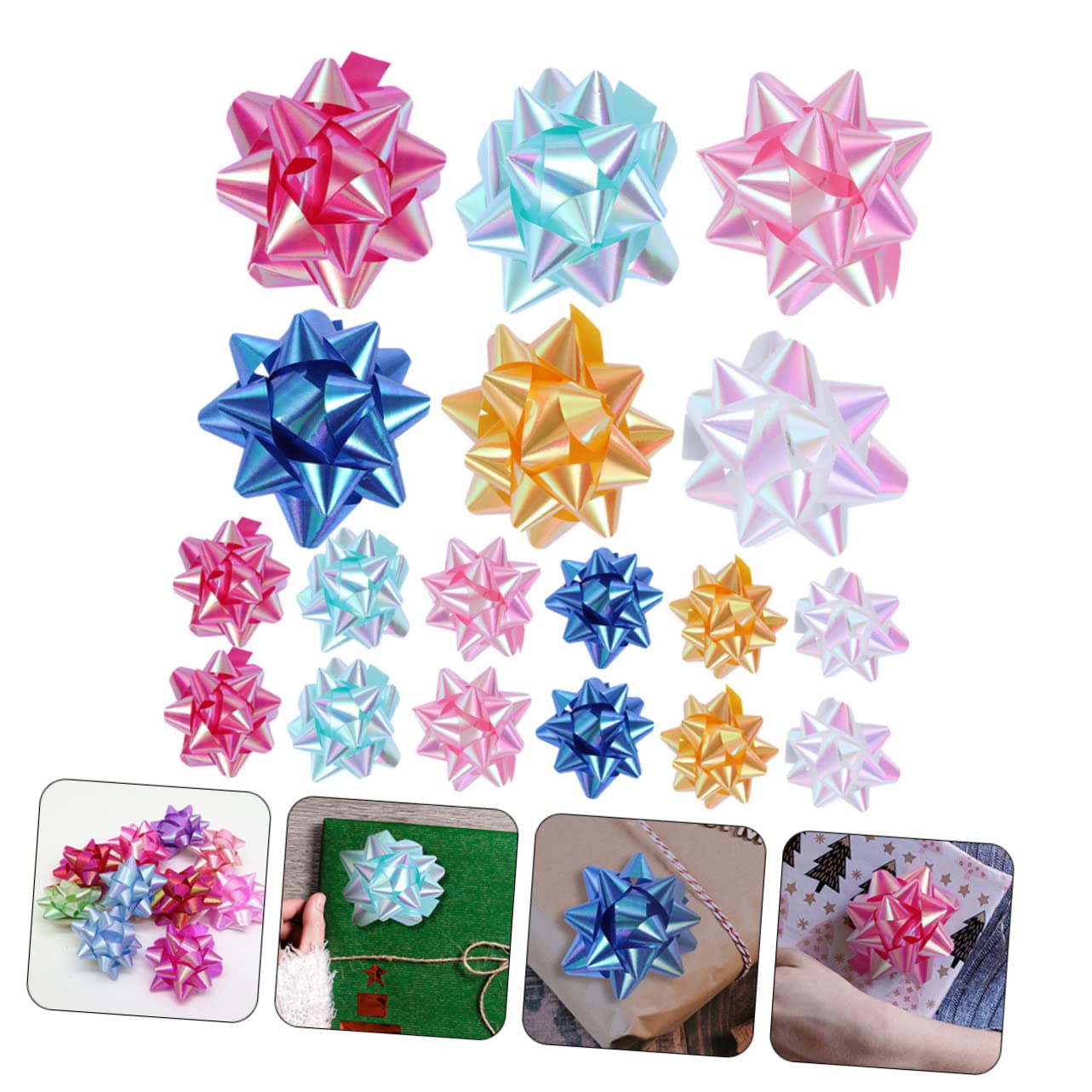 Abaodam 150pezzi Fiocchi Decorativi Raso Per Regali Addobbi Per Compleanni e Natale Facili Da Applicare Effetto Mix Di Per Decorazione Di Scatole e Feste