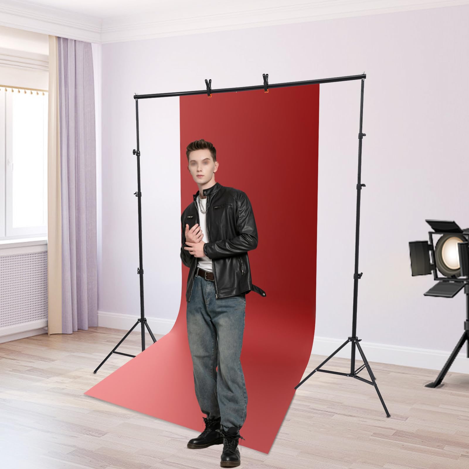 Supporto per sfondo fotografico, altezza 2,8 m, sistema di sfondo regolabile con 4 morsetti per fotografia