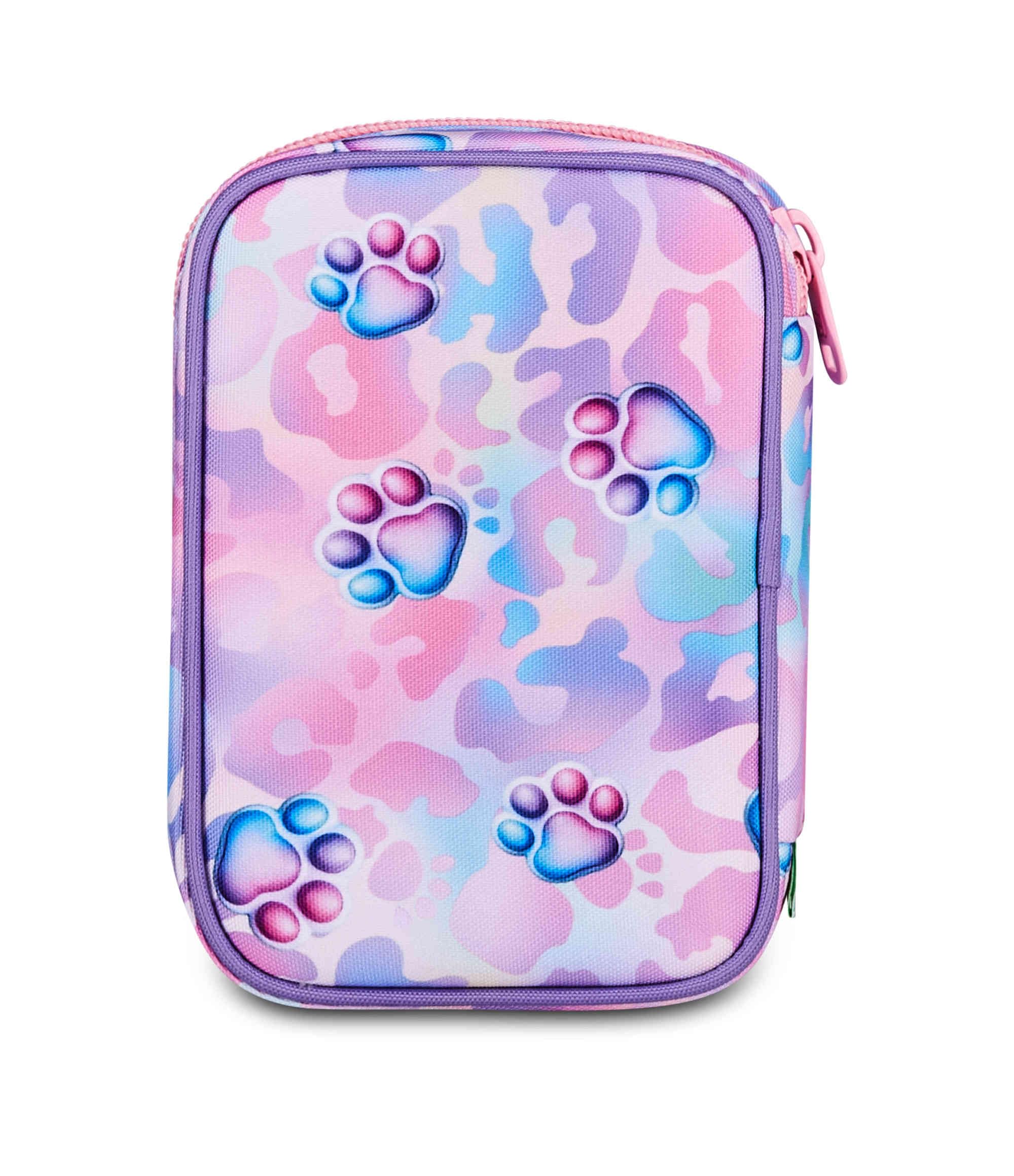 SJ GANG STYLE JAM GANG Astuccio Scuola Speed Pad Plus GLOWCAT, Viola, Portapenne Monoscomparto Attrezzato, 45 pezzi, Planche amovibili, Tasca interna, Accessori Zaino, Scuola elementare, Bambina