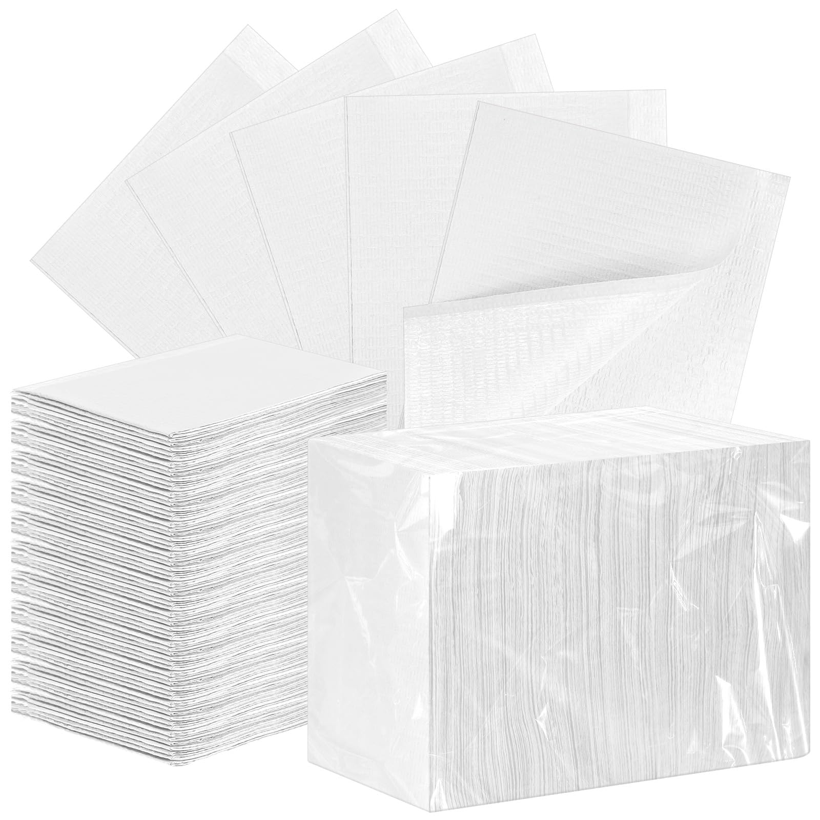 Healifty 125 Stück Dental-Lätzchen, weiße Einwegschürzen für Erwachsene, 45,7 x 33,5 cm, Einweg-Zahnarzt-Lätzchen, 3-lagig, wasserdicht, Tattoo-Lätzchen für Nageltische, Zahnunterlagen, Matten und