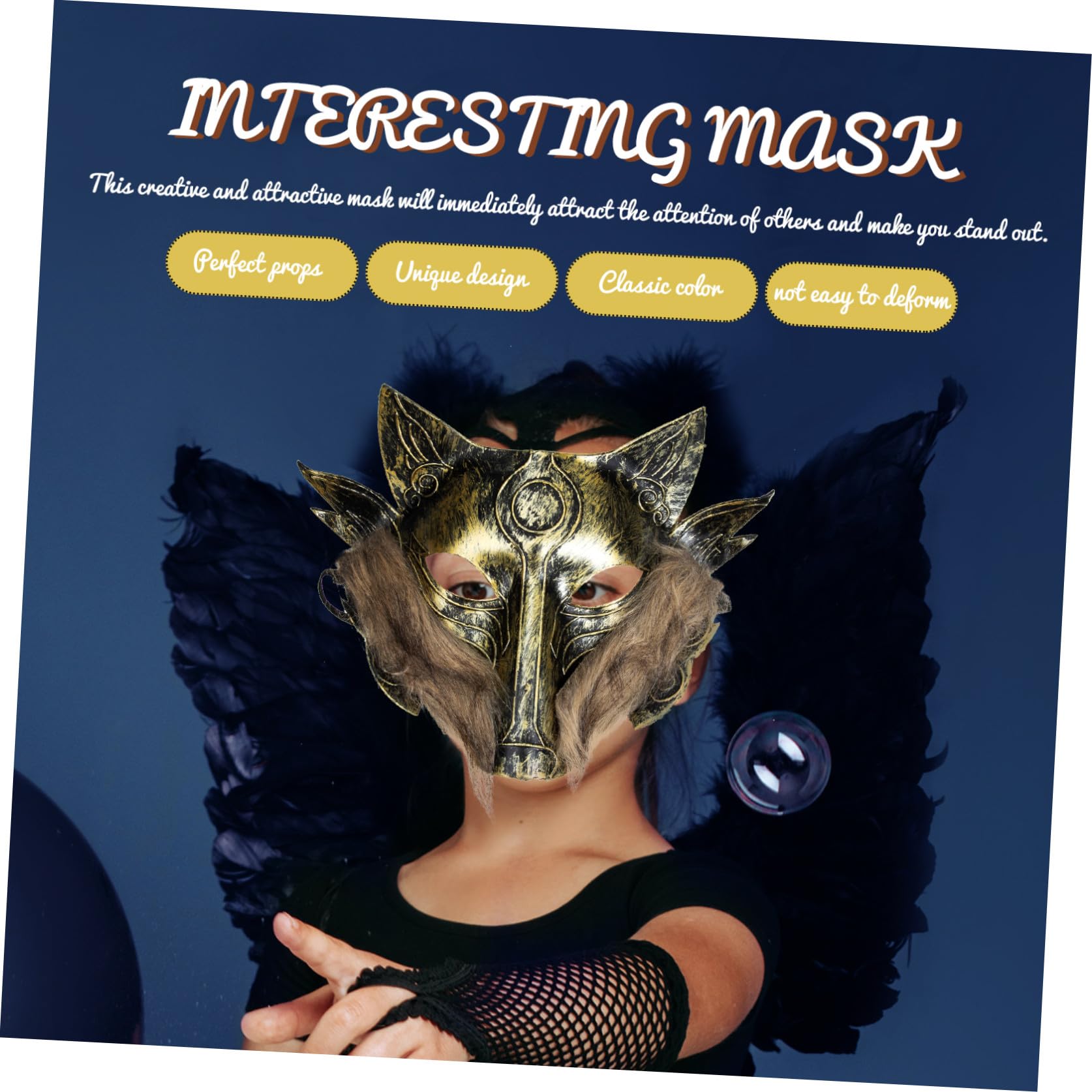 VICASKY 6 Pz Maschera Di Peloso Maschere Mascherate Da Costume Da Animale Di Halloween Maschere Cosplay Di Halloween Maschera Di Animali Maschera Per Esterno Plastica Golden