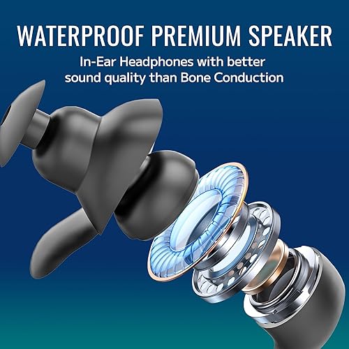 Miniatura 6 de Tayogo Reproductor de MP3 impermeable para natación, IPX8 8GB auriculares de natación, reproductor de música impermeable recubierto de silicona,