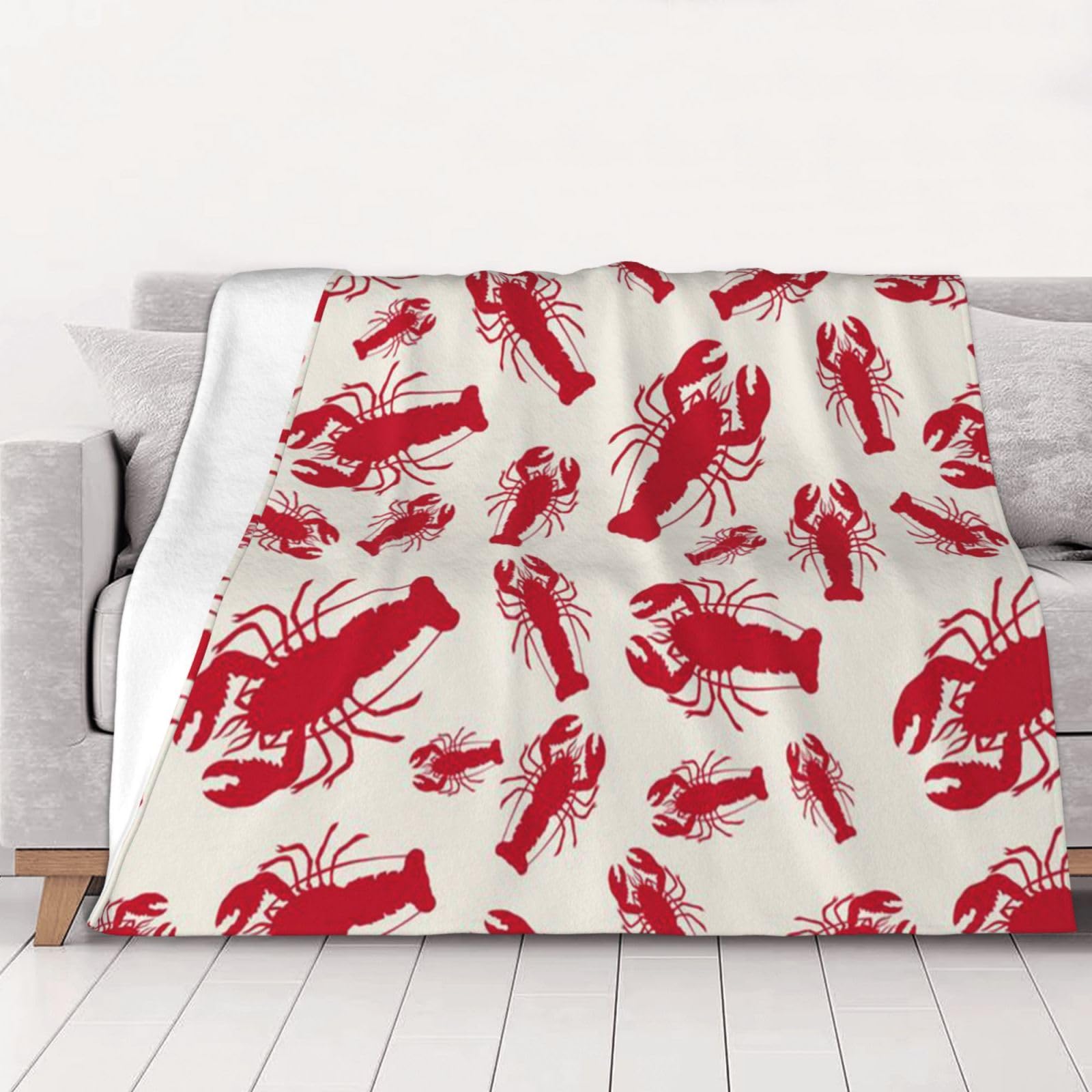 Couverture en flanelle homard rouge 150x125 cm douce pour lit et canapé