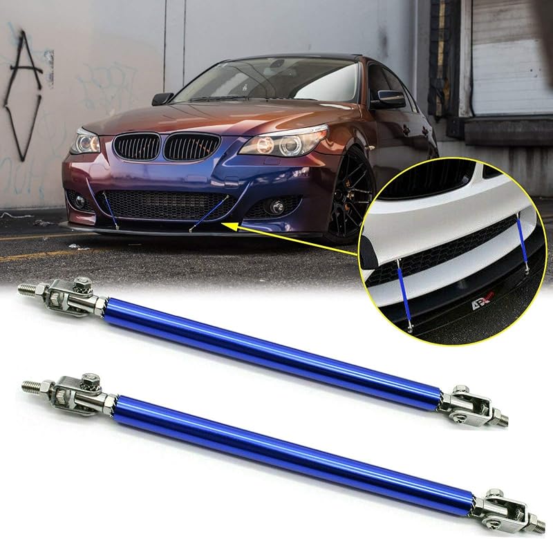 Barras ajustáveis para splitter do para-choque dianteiro x xotic tech em alumínio azul – 2 peças