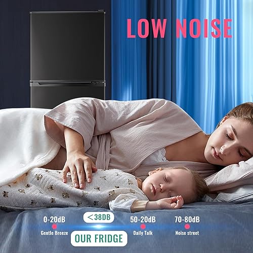 Miniatura 7 de WANAI Refrigerador de 5.0 pies cúbicos con congelador, refrigerador de doble puerta con 7 ajustes de temperatura ajustable, refrigerador pequeño