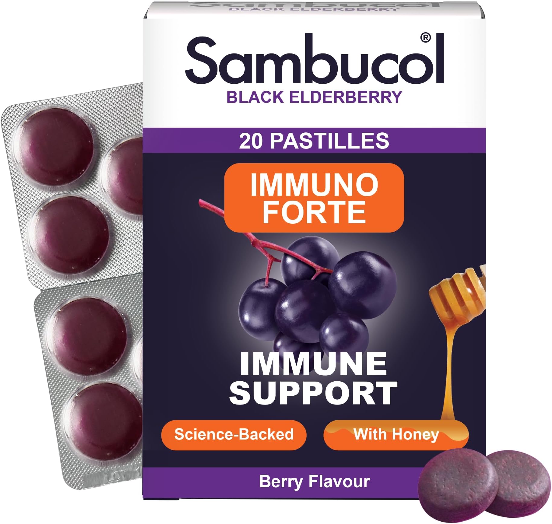 Sambucol Black Elderberry Immuno Forte Soft Pastilles | Vitamin C Zinc 20 40 gm