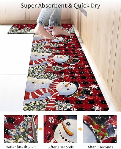 Miniatura 4 de Tapete de baño con diseño de muñeco de nieve y copo de nieve para bañera, antideslizante, de secado rápido y absorbente, tierra de diatomeas,