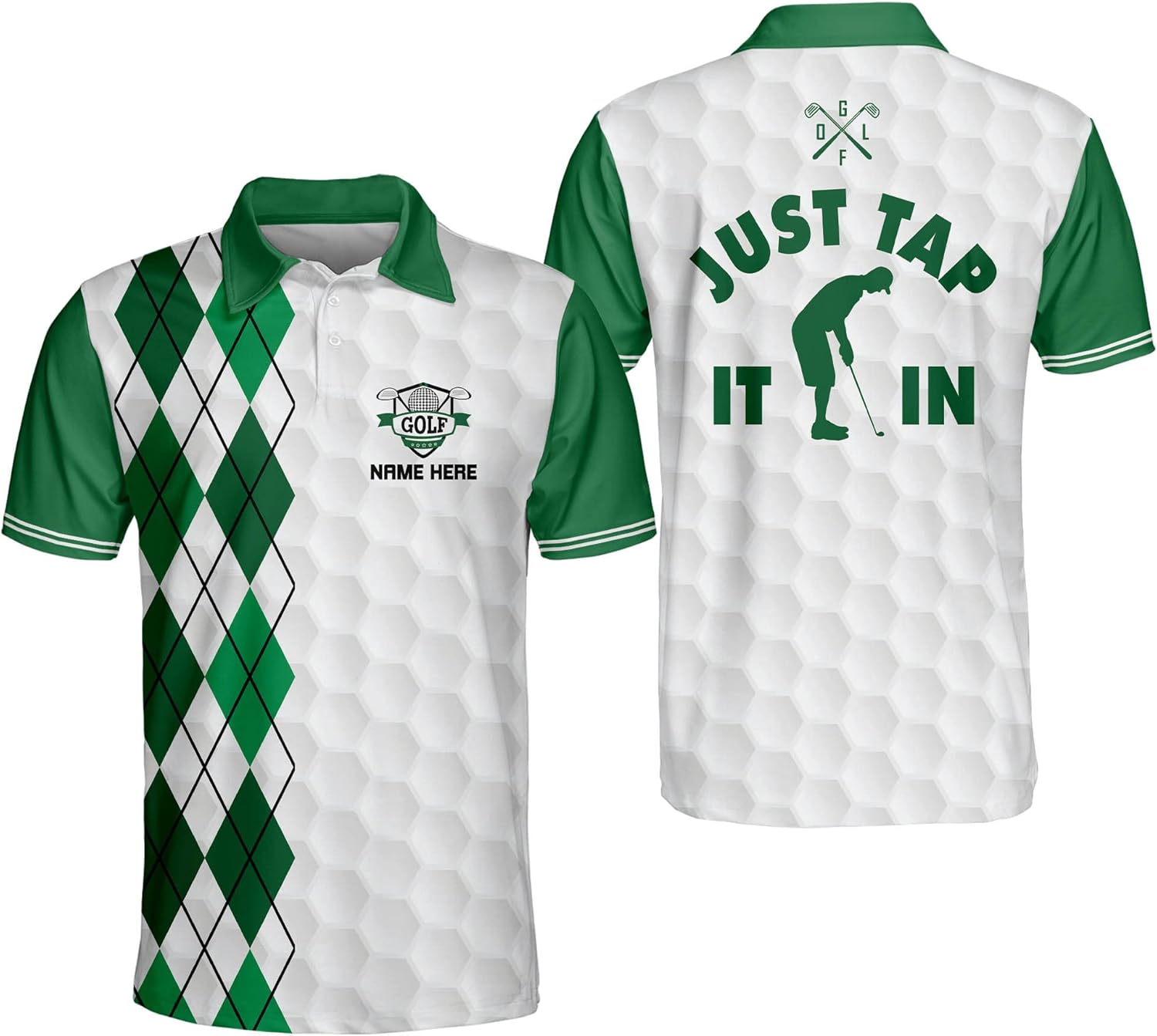 LASFOUR Personalized Funny Golf Shirts, Crazy Golf Polo Shirts for Men, Dry Fit Sport Polos