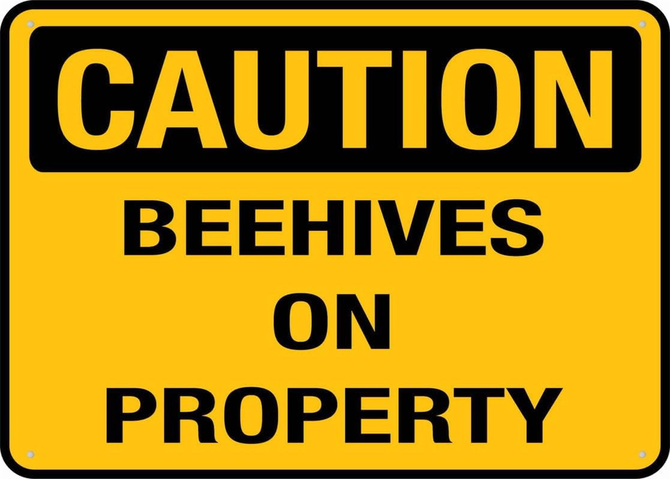 (2-Pack) Metal Tin Sign Caution Beehives On Property Warning Sign Home Kitchen Farm Garden Garage Wall Decor 12X8 Inch