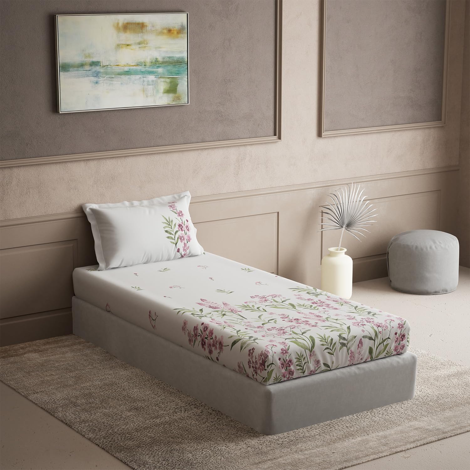 DDECOR Live beautiful Cotton Single Bed Sheet Set with 1 Pillow Covers (152 CM X 224 CM, Pink) Digital Print Classical 145TC GSM-image-10