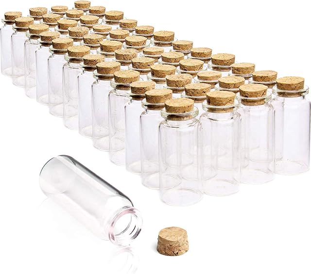 55pcs Wandefol Mini Glass Bottle Glass Storage Preserving Jars Glass Vial Mini Glass Jars Bottles with Cork Stoppers