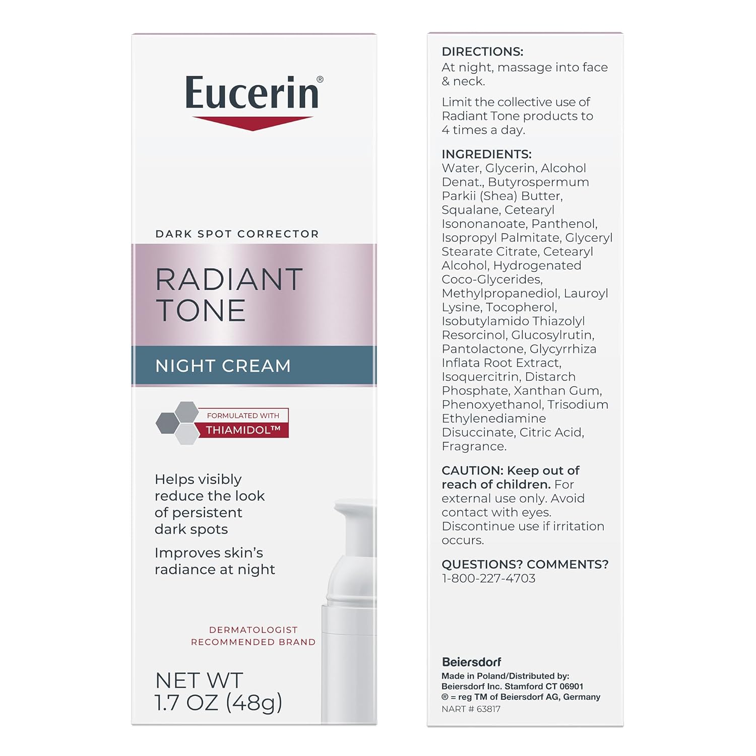 Eucerin Radiant Tone Dual Serum Dark Spot Corrector, Serum with Thiamidol and Hyaluronic Acid + Face Cleanser Gel with 2% Exfoliating AHA Complex + Night Cream, Dark Spot Corrector with Thiamidol Serum+Face Cleanser+Night Cream
