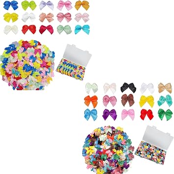 600PCS 1" Mini Satin Ribbon Bows for Crafts,Tiny Craft Bows for DIY Decoration,Multicolor Small Bows for Cardmaking, Scrapbooking & Wedding Gift Box Ornament