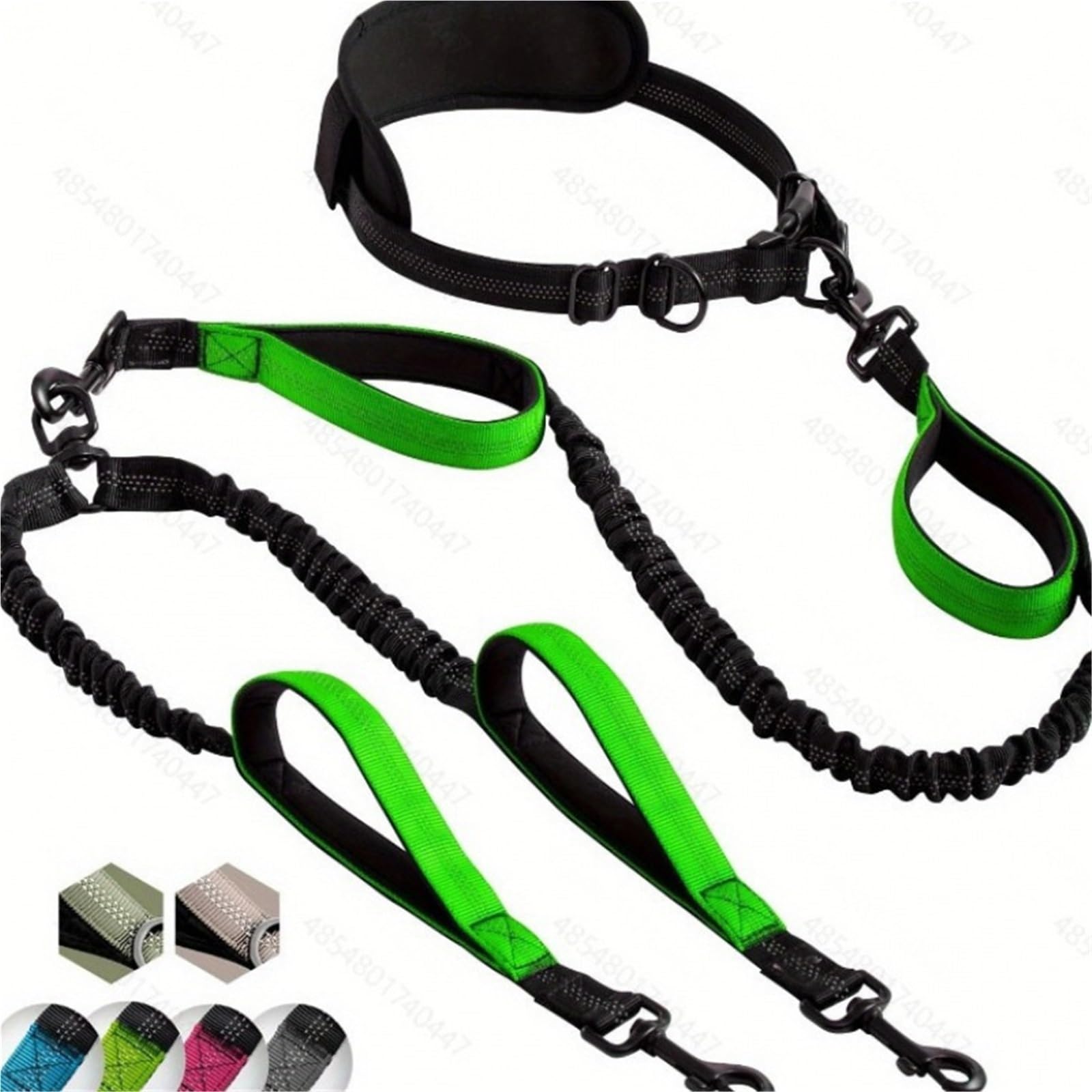 Corde de Traction à Double extrémité for Chien, idéale la Course Pied, Le Fitness, multifonctionnelle Laisse Mains Libres Chien(Black Blue)