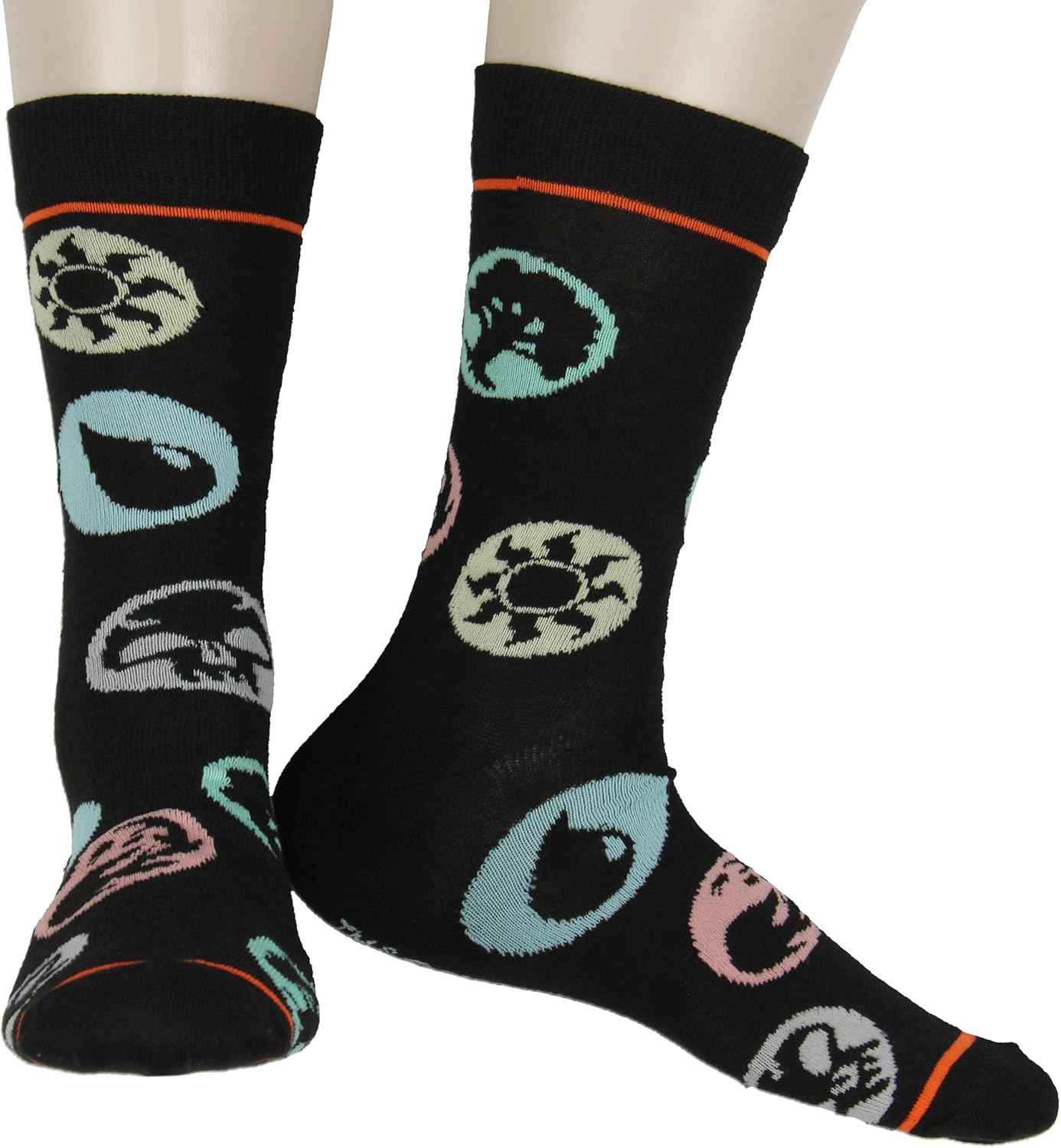 Bioworld Magic The Gathering Men's Colors Of Magic Symbols Allover Design Adult Mid-Calf Crew Socks Shoe Sizes 8-12