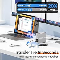 Vista 6 de TobenONE DisplayLink Docking Station Triple Monitor with 120W Power Adapter, Triple 4K Display for MacBook Pro/Air, Thunderbolt 4/3, USB-C