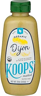 Koops' Organic Dijon Mustard – Dijon Seasoning, Gluten-Free, Kosher, Non-GMO, USDA Certified Organic Mustard Sauce, Made in the USA, From Quality Mustard Seeds – 12 Oz, Pack of 1