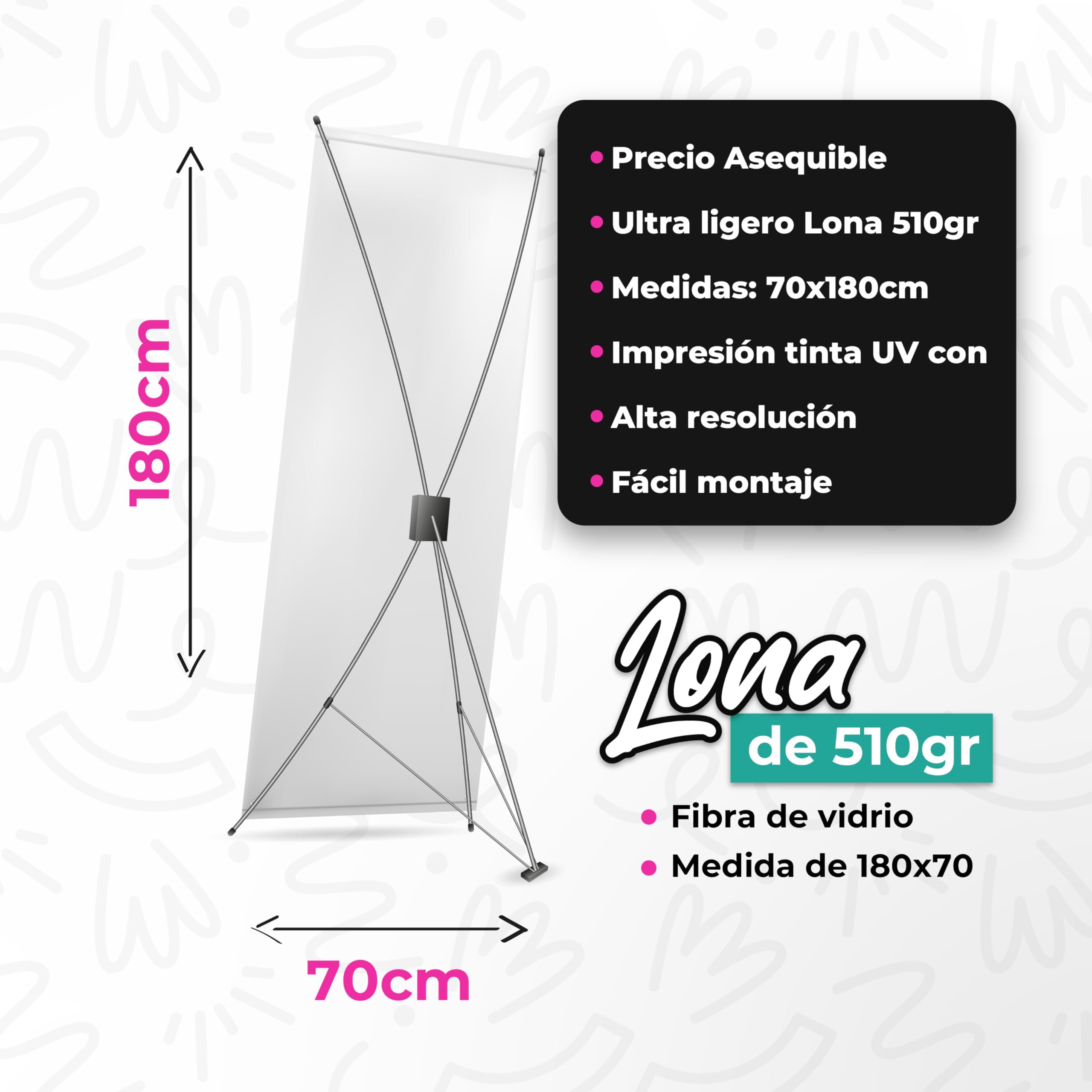 Cartel Personalizado de 70x180cm con Xbanner y Pancarta con 10 Colores a Elegir - Photocall Cumpleaños con Textos Modificables, Ideal para Aniversario, Fiesta o Eventos - Bandera de Lona (Multi Color)